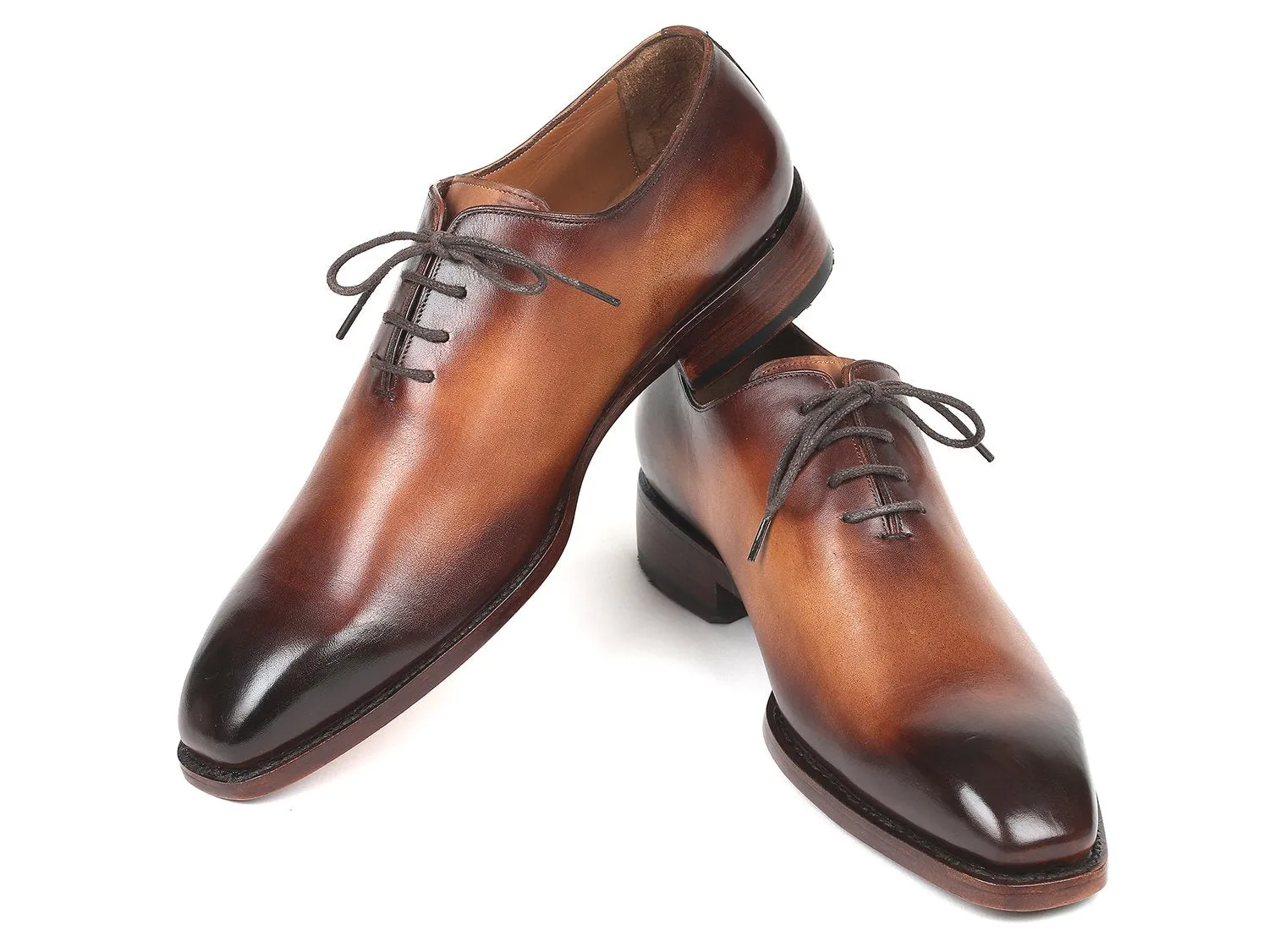 Paul Parkman Men's Wholecut Oxfords, Brown Leather