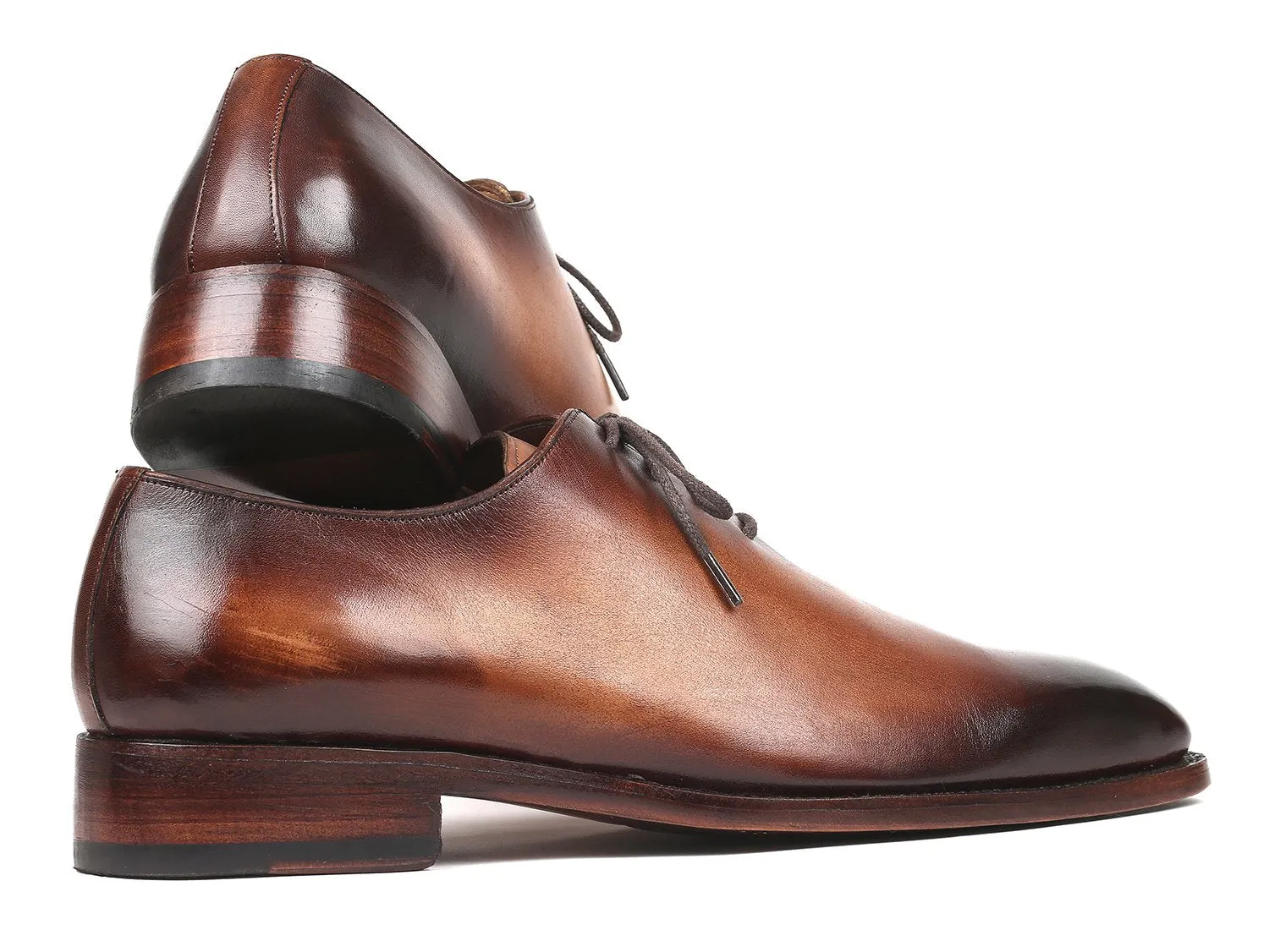 Paul Parkman Men's Wholecut Oxfords, Brown Leather