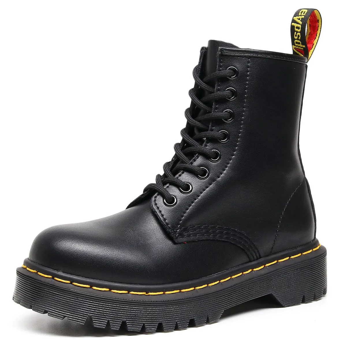 PEOPLETERRITORY Aberdeen high-top 1460 locomotive boots women's soft leather British style couple short boots men's and women's leather boots round head trend