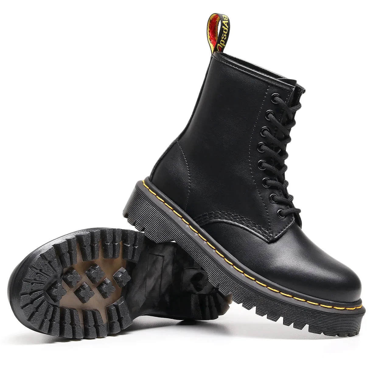 PEOPLETERRITORY Aberdeen high-top 1460 locomotive boots women's soft leather British style couple short boots men's and women's leather boots round head trend