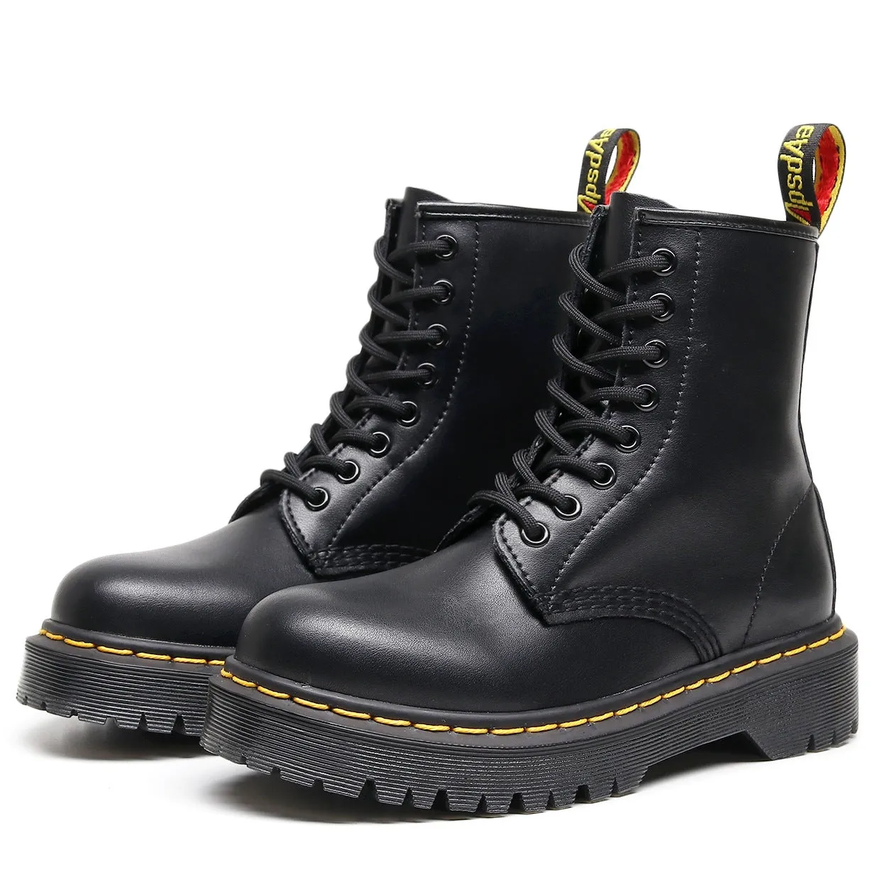 PEOPLETERRITORY Aberdeen high-top 1460 locomotive boots women's soft leather British style couple short boots men's and women's leather boots round head trend