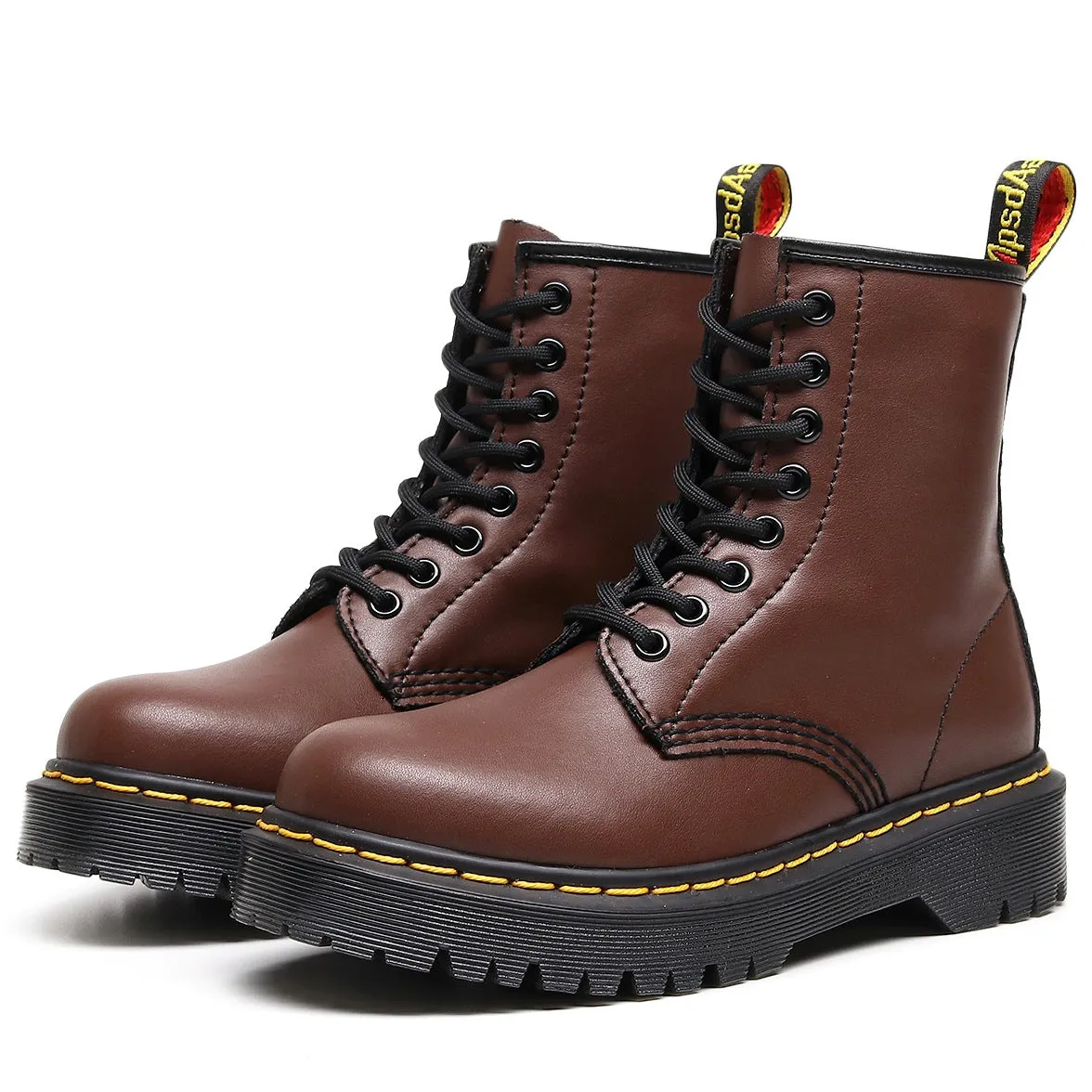 PEOPLETERRITORY Aberdeen high-top 1460 locomotive boots women's soft leather medium and platform couple short boots men's and women's leather boots round head trend