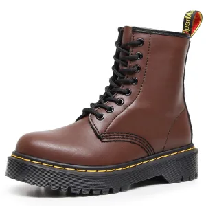 PEOPLETERRITORY Aberdeen high-top 1460 locomotive boots women's soft leather medium and platform couple short boots men's and women's leather boots round head trend