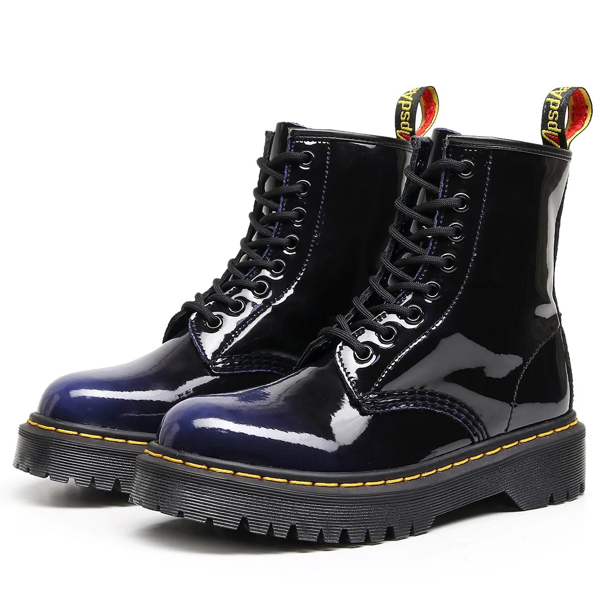 PEOPLETERRITORY High top 1460 color-changing blue locomotive boots women's classic retro British style short boots men's and women's leather boots round head trend
