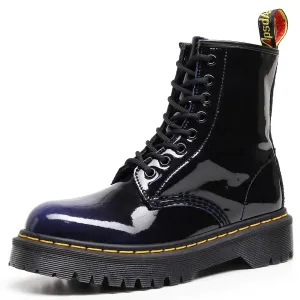 PEOPLETERRITORY High top 1460 color-changing blue locomotive boots women's classic retro British style short boots men's and women's leather boots round head trend