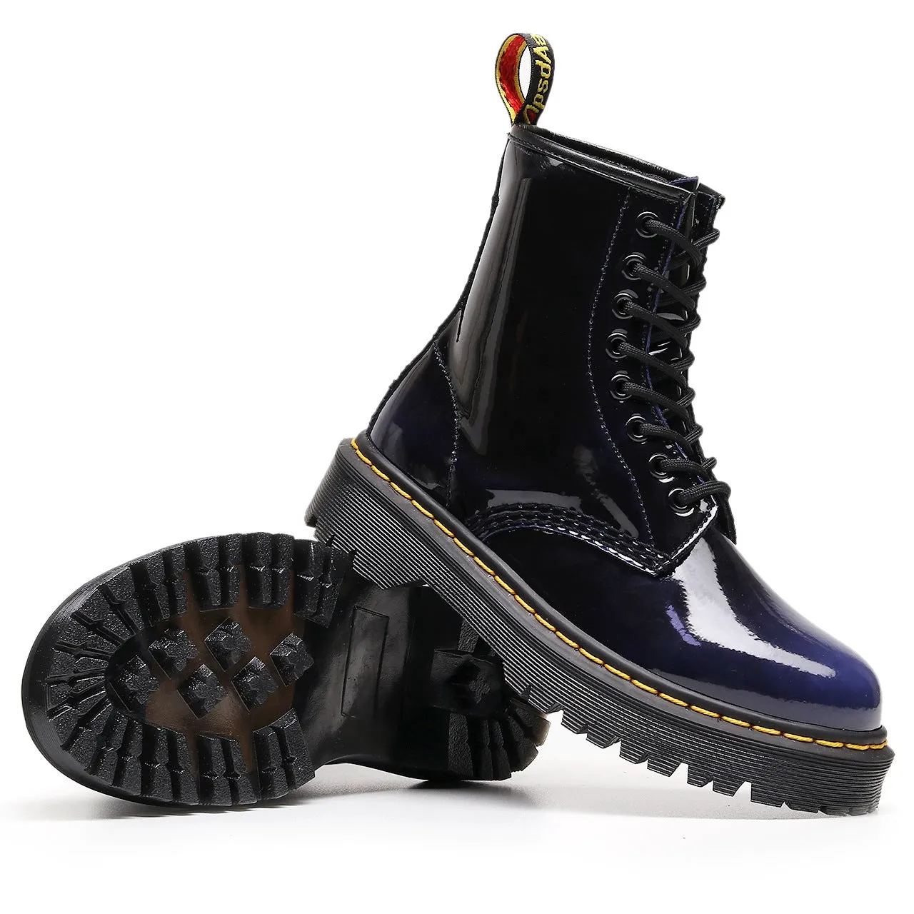 PEOPLETERRITORY High top 1460 color-changing blue locomotive boots women's classic retro British style short boots men's and women's leather boots round head trend