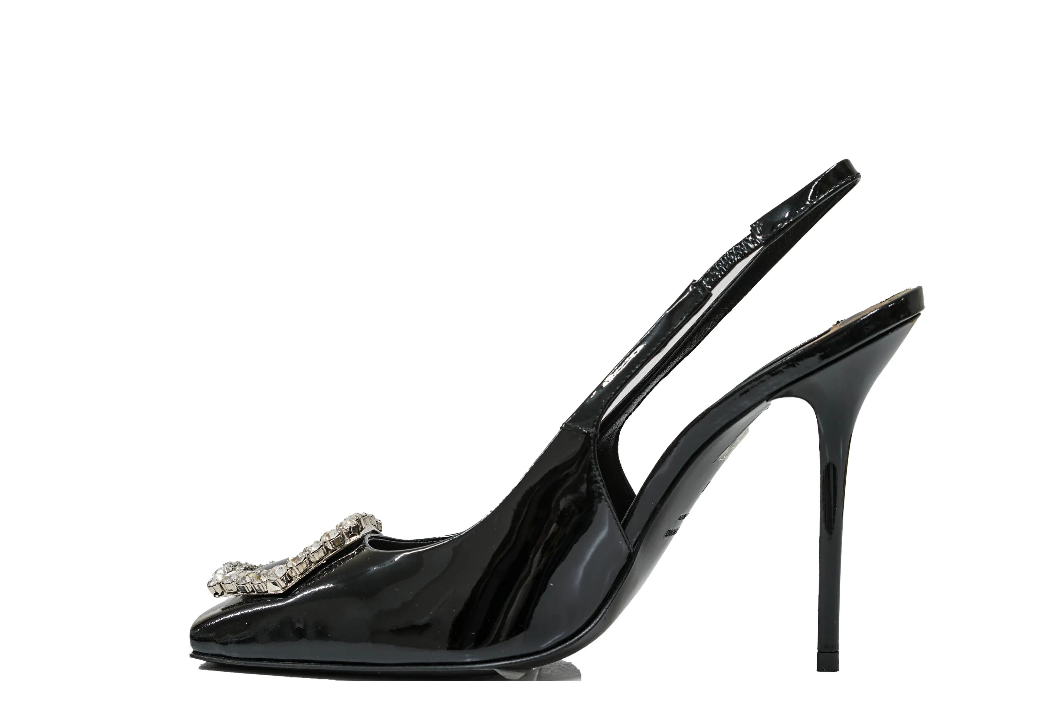 Philipp Plein Women's Patent Black Slingback WSD0468 Hexa  $590 FIXED PRICE