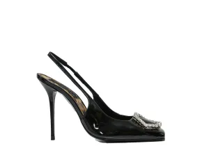 Philipp Plein Women's Patent Black Slingback WSD0468 Hexa  $590 FIXED PRICE