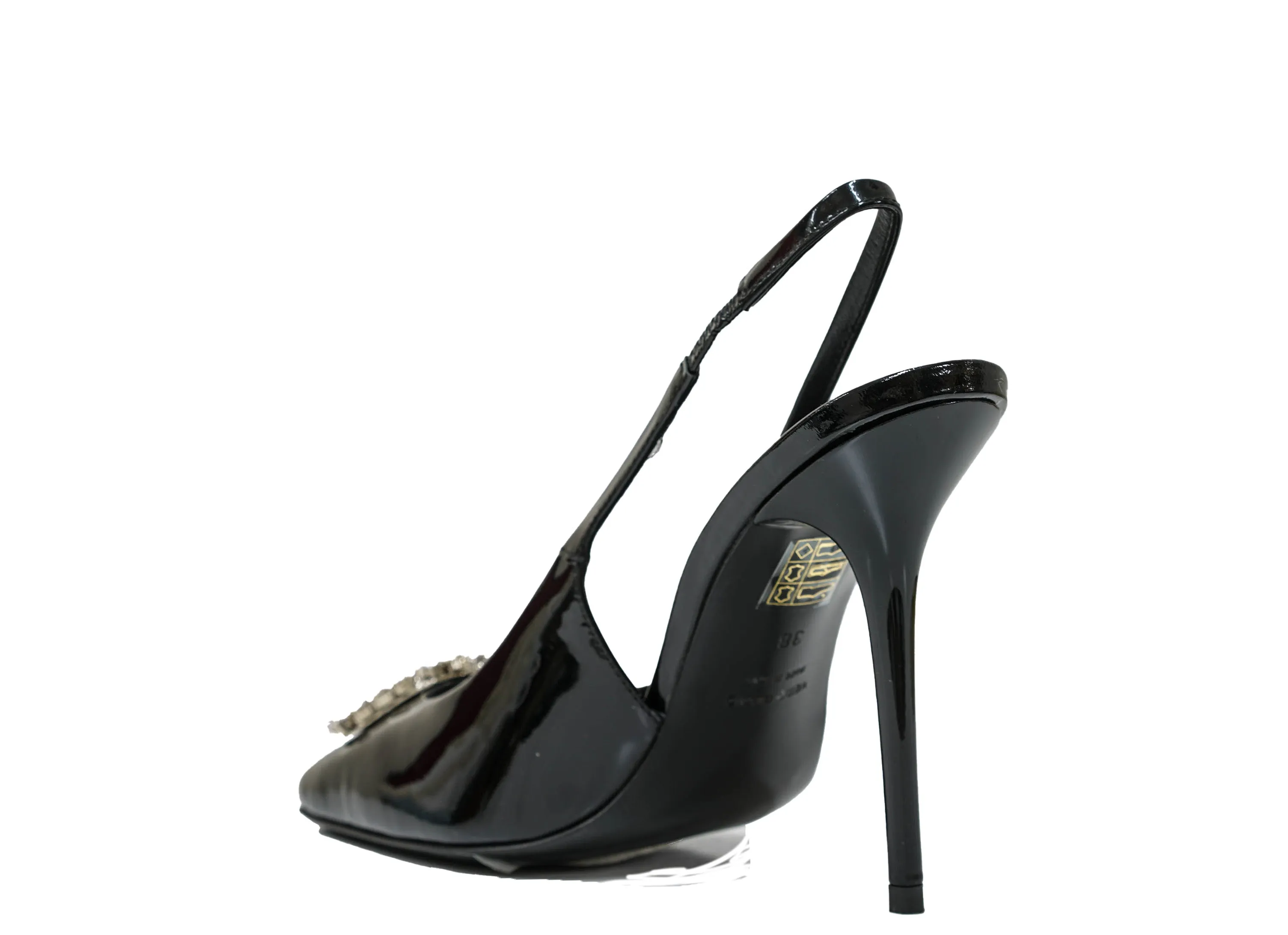 Philipp Plein Women's Patent Black Slingback WSD0468 Hexa  $590 FIXED PRICE
