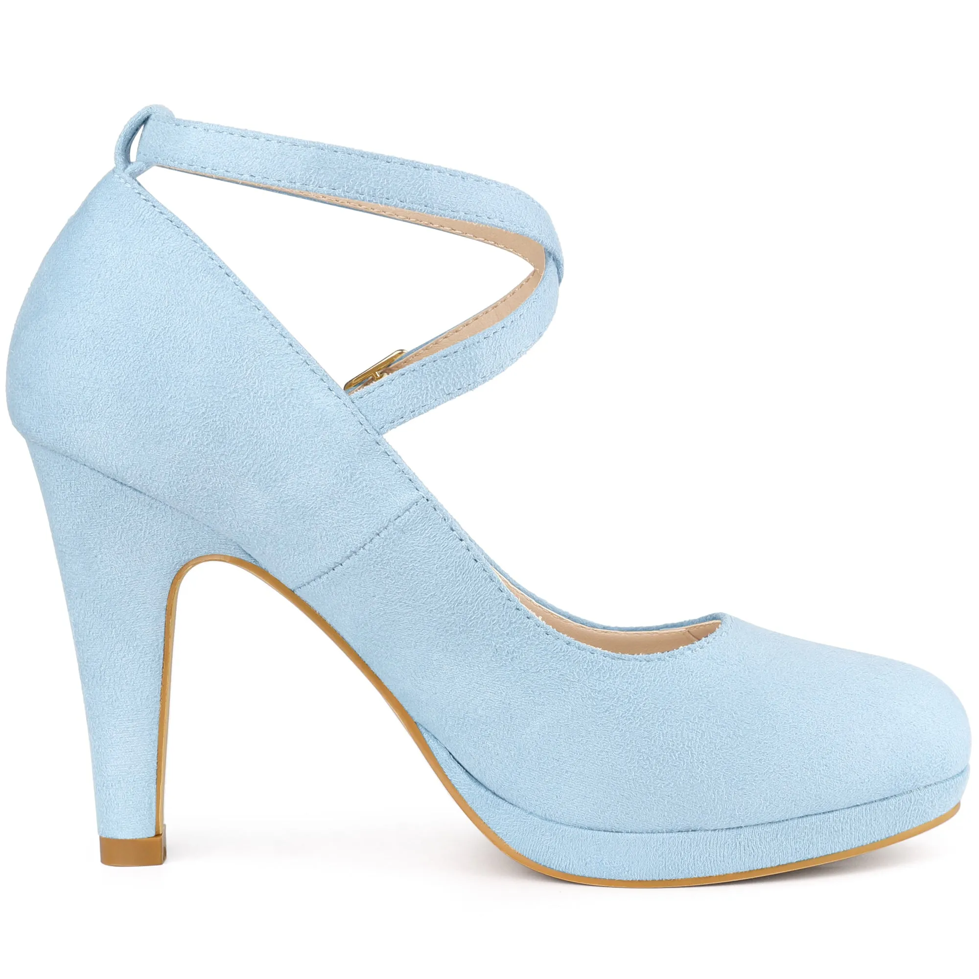Platform Cross Strap Stiletto Heel Mary Jane Pumps