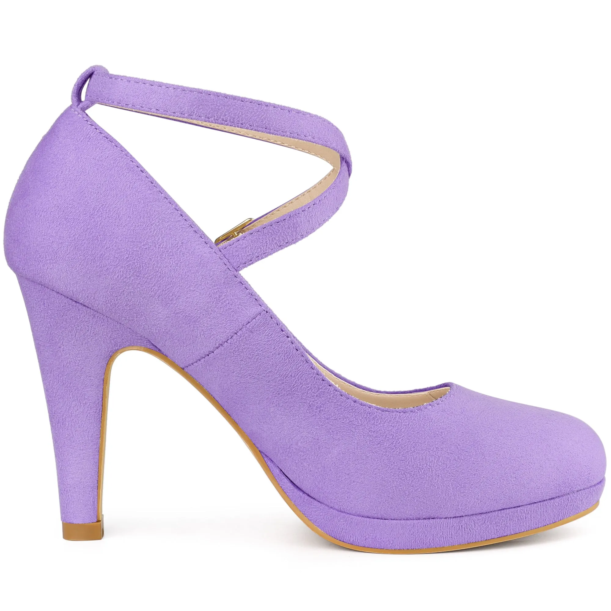 Platform Cross Strap Stiletto Heel Mary Jane Pumps