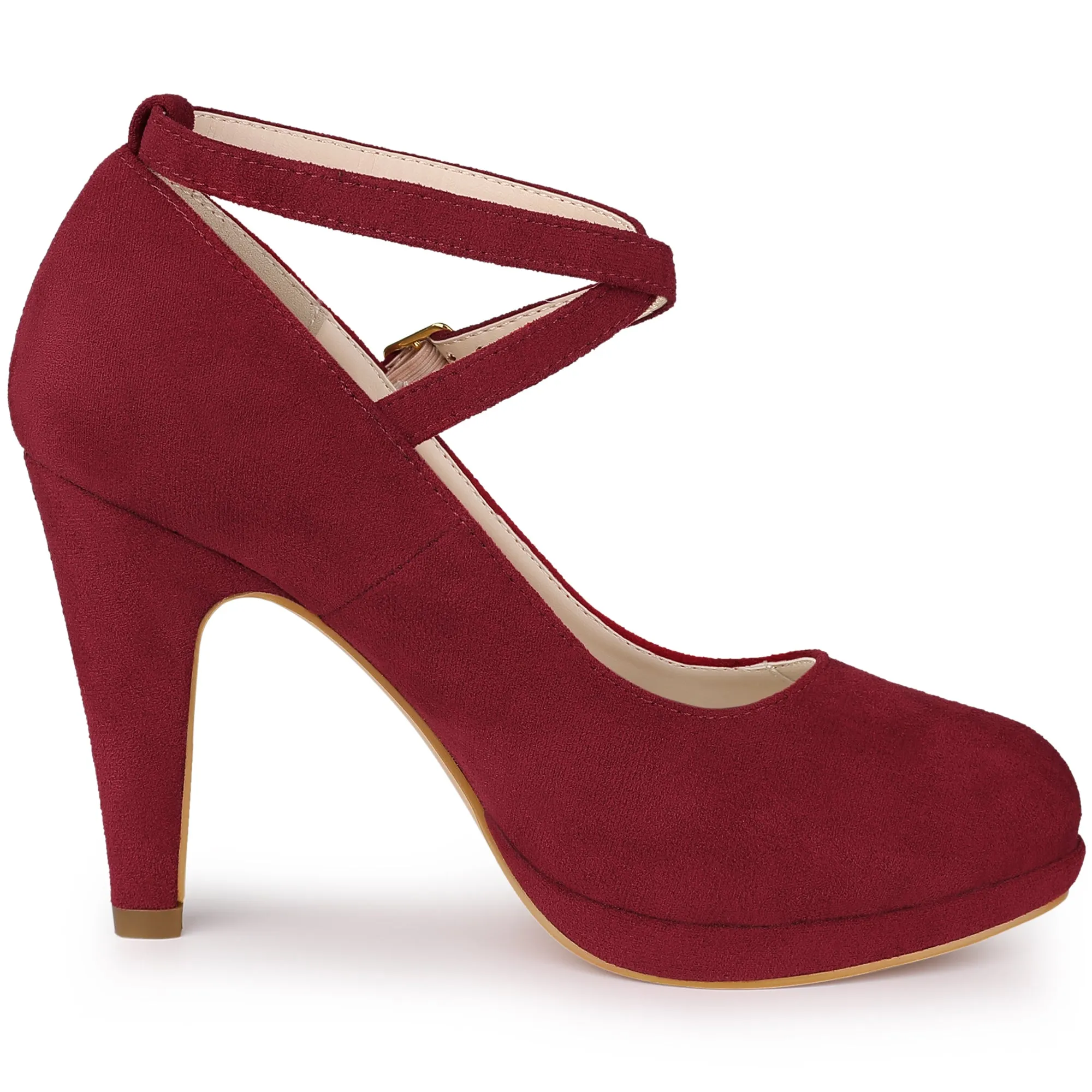 Platform Cross Strap Stiletto Heel Mary Jane Pumps