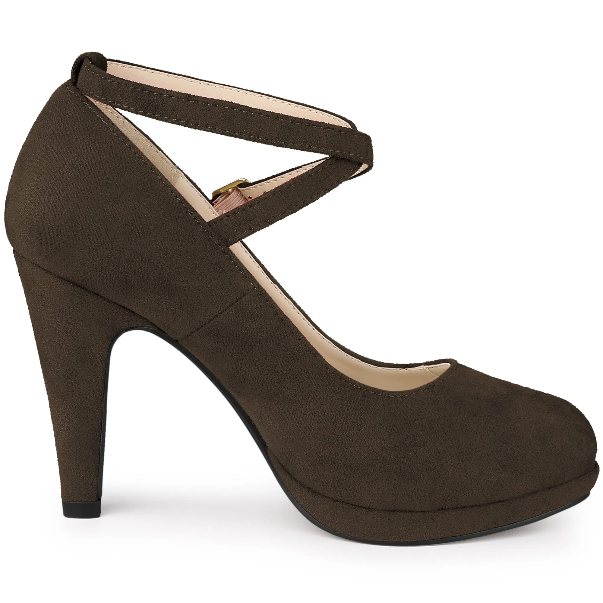 Platform Cross Strap Stiletto Heel Mary Jane Pumps