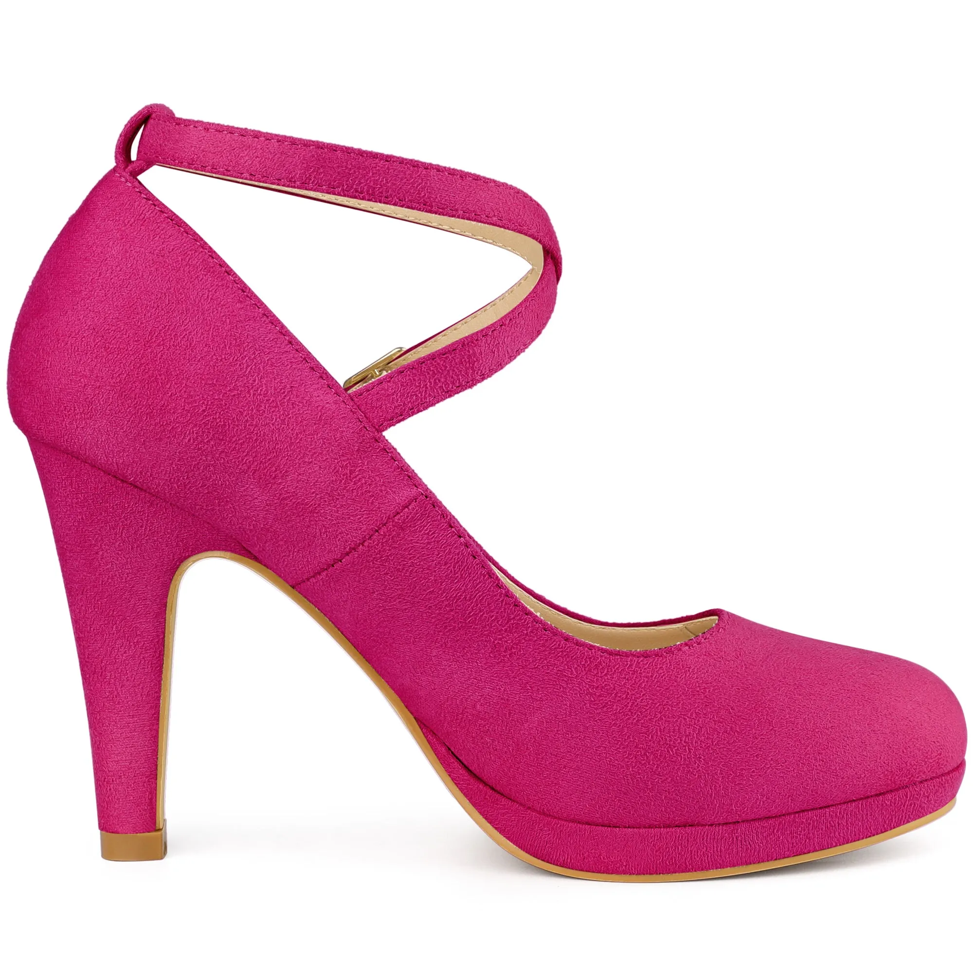 Platform Cross Strap Stiletto Heel Mary Jane Pumps