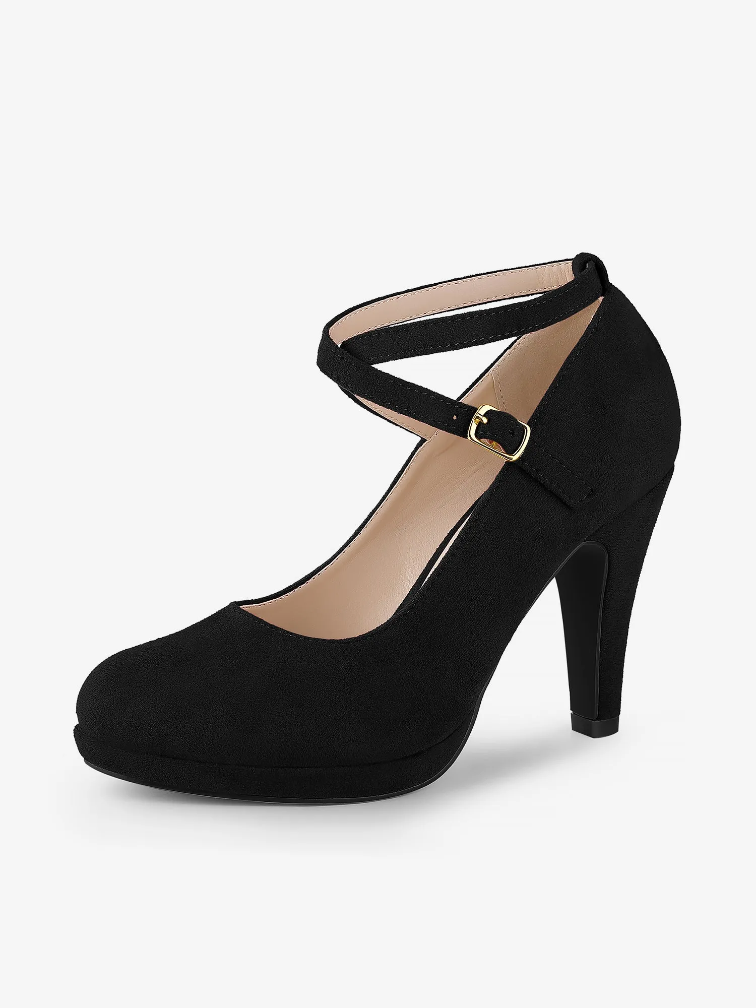 Platform Cross Strap Stiletto Heel Mary Jane Pumps