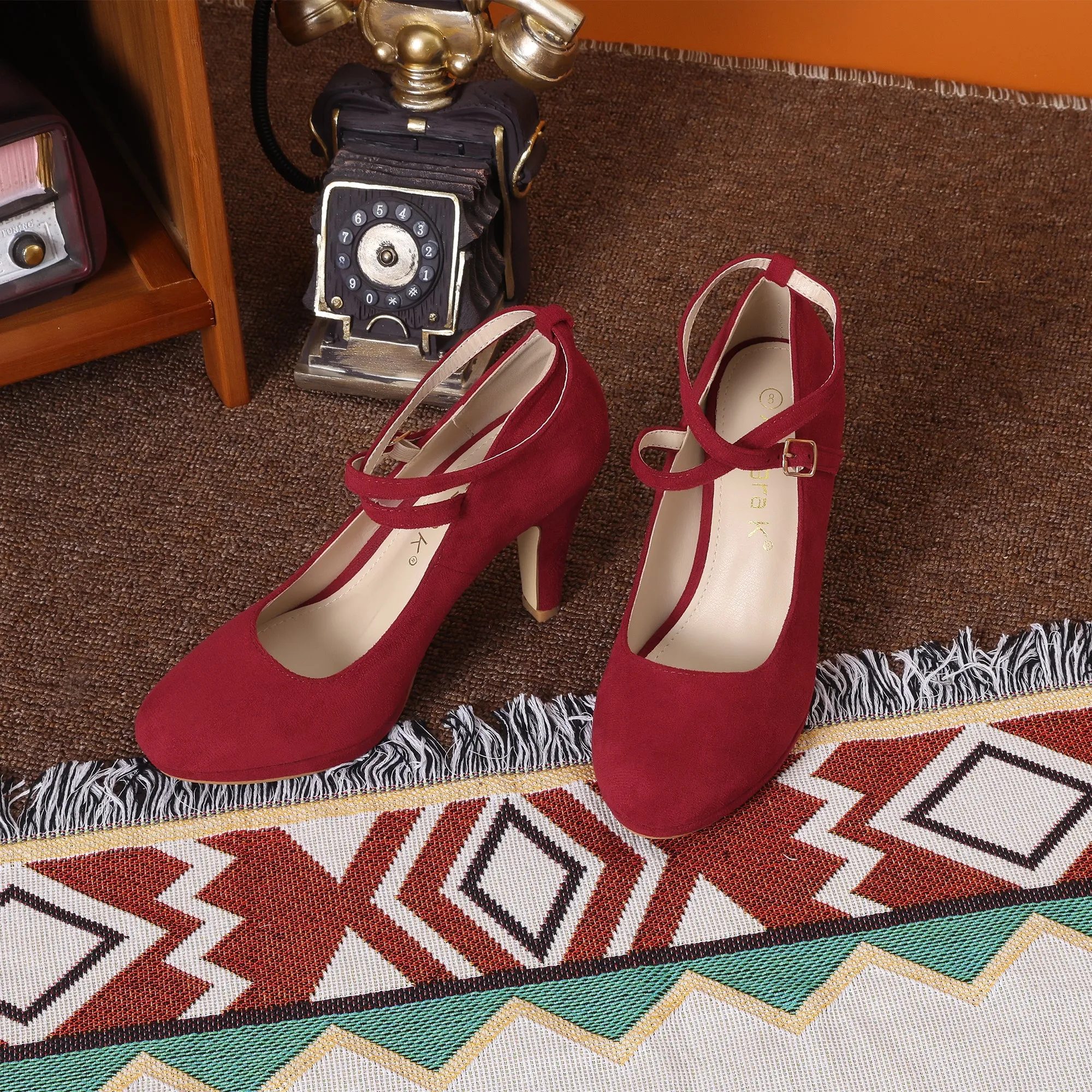 Platform Cross Strap Stiletto Heel Mary Jane Pumps