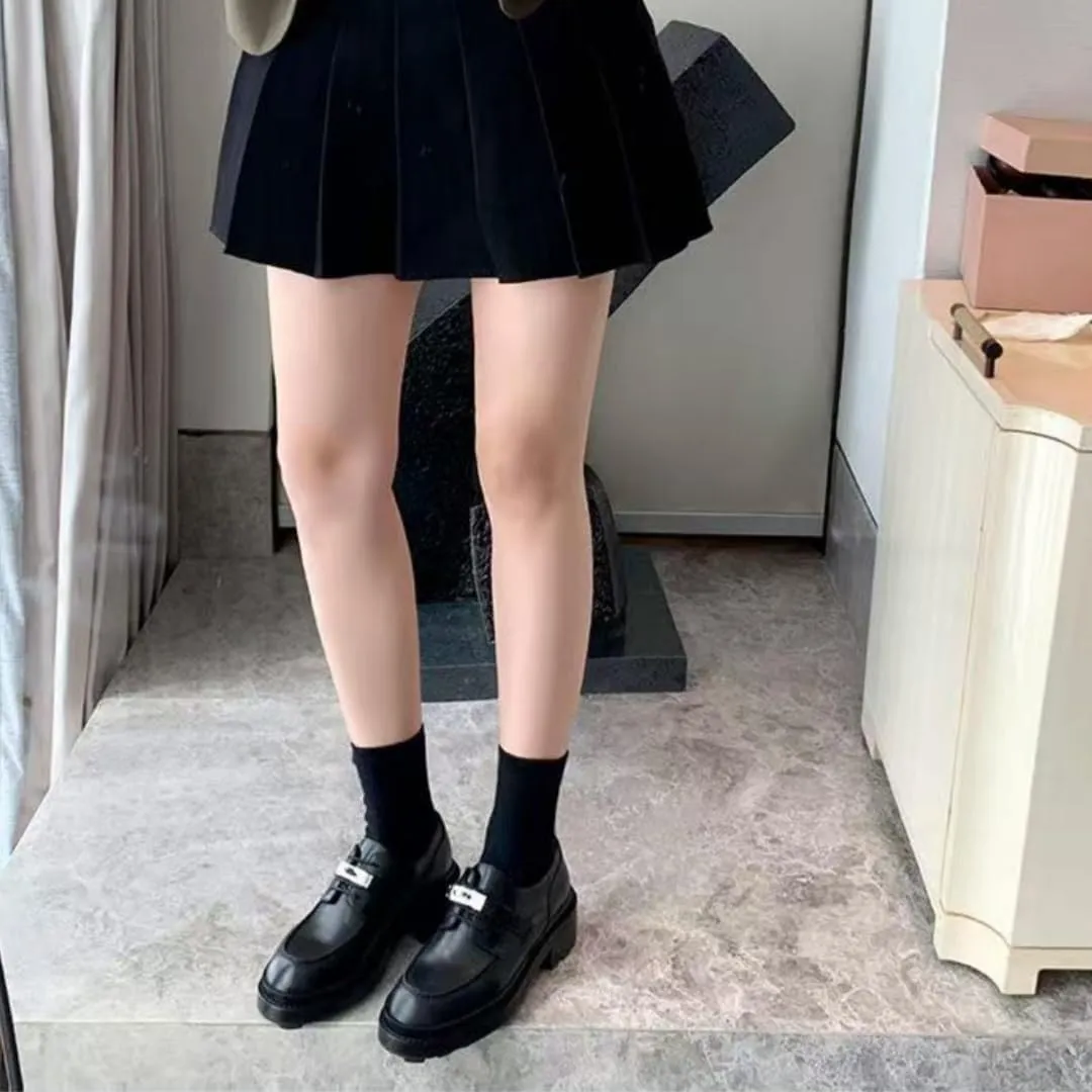 Platform Loafers for Women: British-Style,Retro Lace-up Leather Shoes with Buckle Details, Chunky Loafers Casual Fashion Business Work Shoes