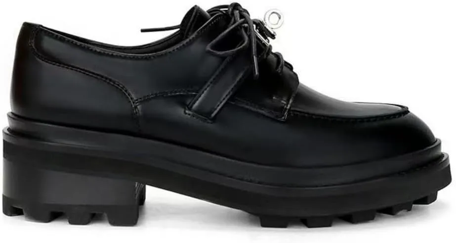 Platform Loafers for Women: British-Style,Retro Lace-up Leather Shoes with Buckle Details, Chunky Loafers Casual Fashion Business Work Shoes