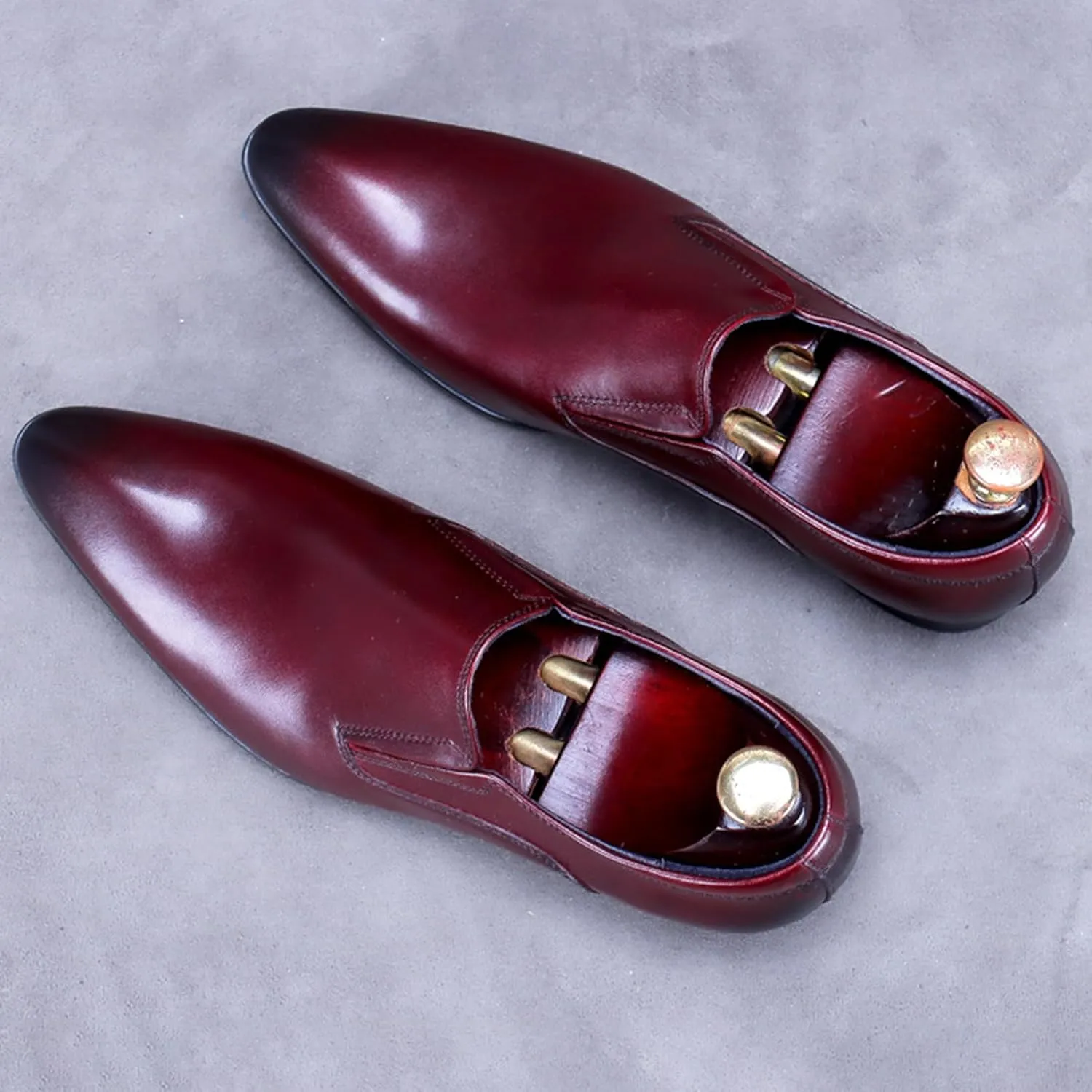 Pointed Toe Genuine Leather Shoes for Men, Slip-on Formal Dress Shoe Driving Shoes Casual Leather Shoes