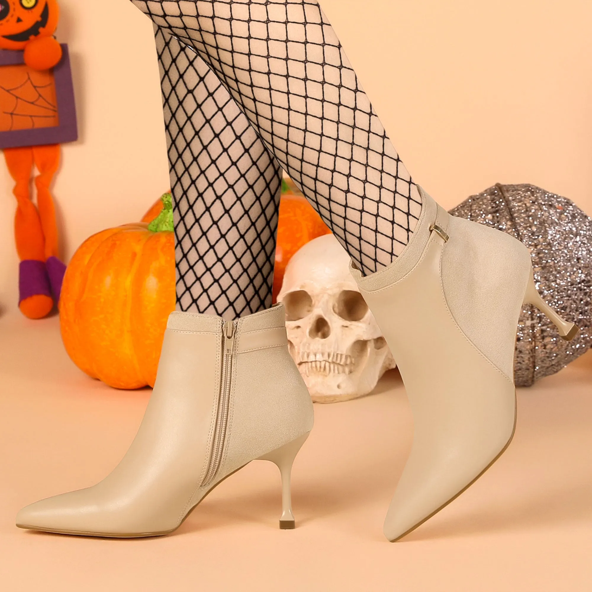 Pointed Toe Side Zipper Stiletto High Heel Ankle Boots