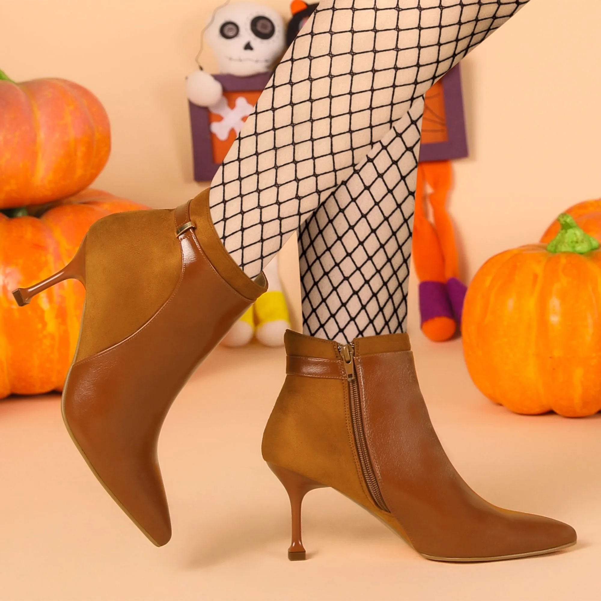Pointed Toe Side Zipper Stiletto High Heel Ankle Boots