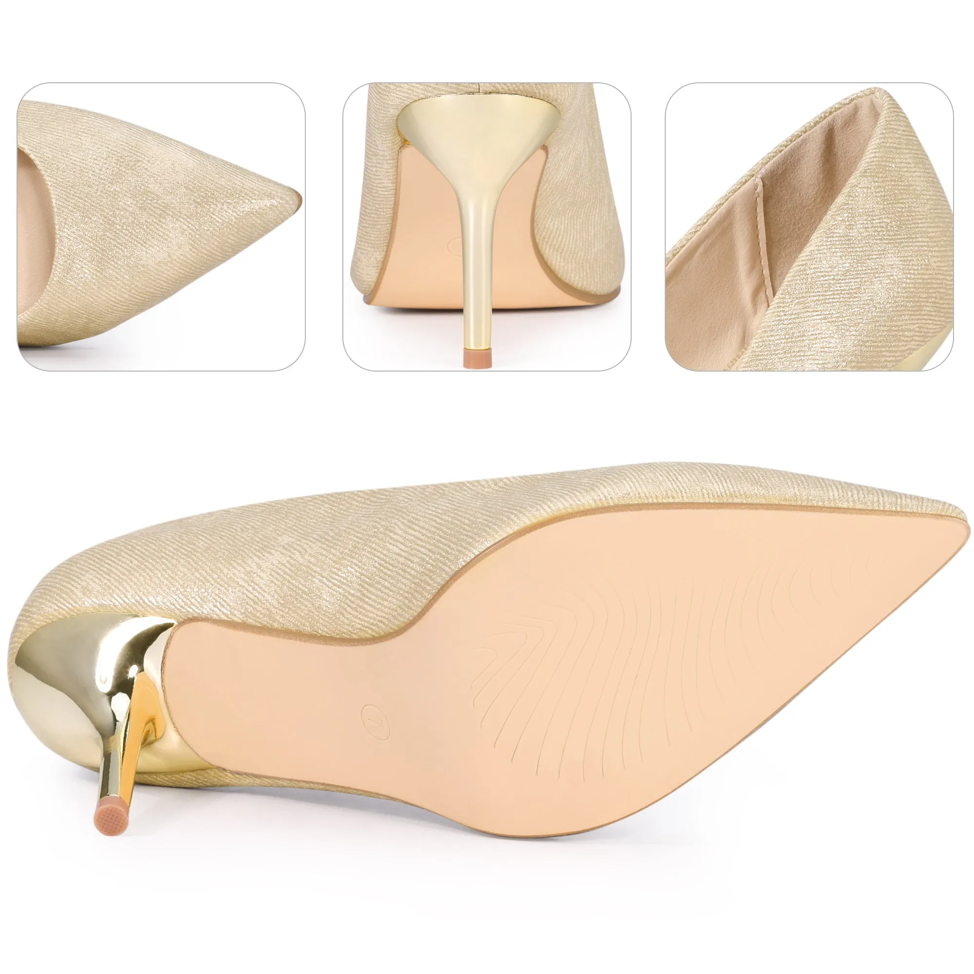 Pointy Toe Stiletto Heel Wedding Sparkly Heels Pumps for Women