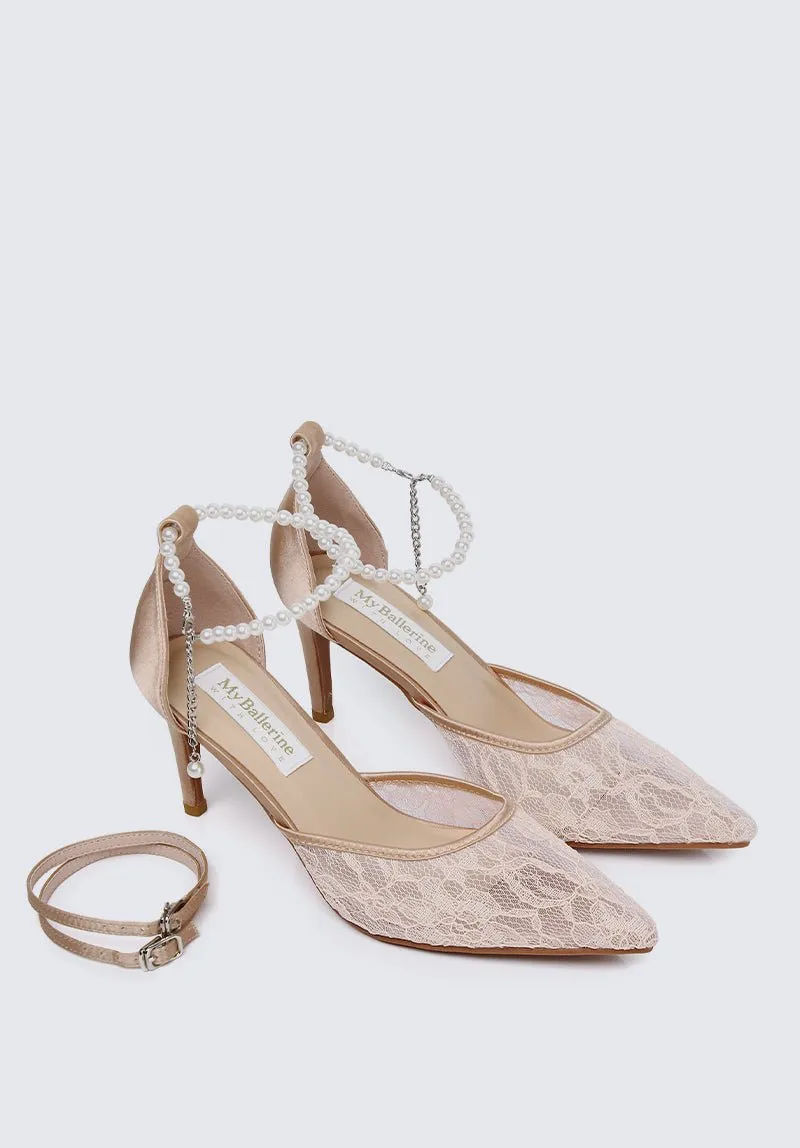 Poppy Comfy Heels In Rose Gold