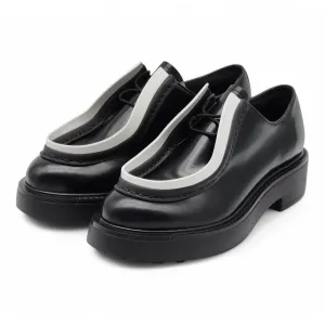 Prada Diapason Opaque Derby Shoes - Brushed Leather - Black 40