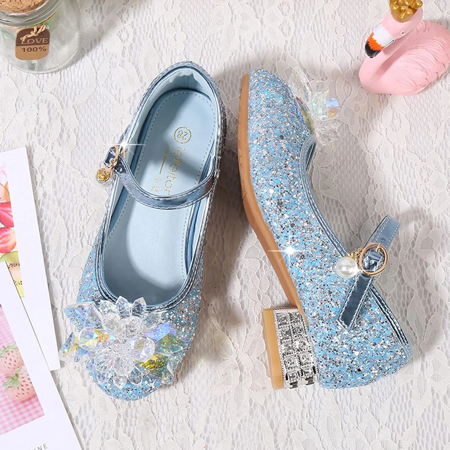 Princess Costumes Shoes, Cosplay Birthday Party Dress Up Sandals for Girls, Toddler or Kids