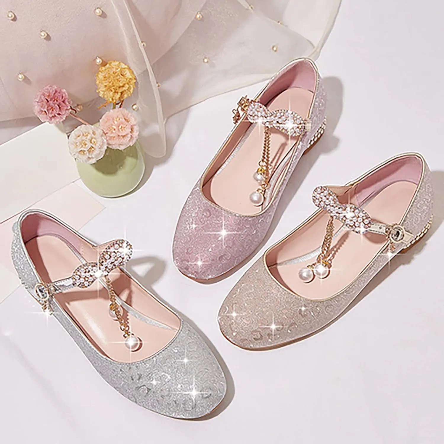 Princess Costumes Shoes, Cosplay Birthday Party Dress Up Sandals for Girls, Toddler or Kids
