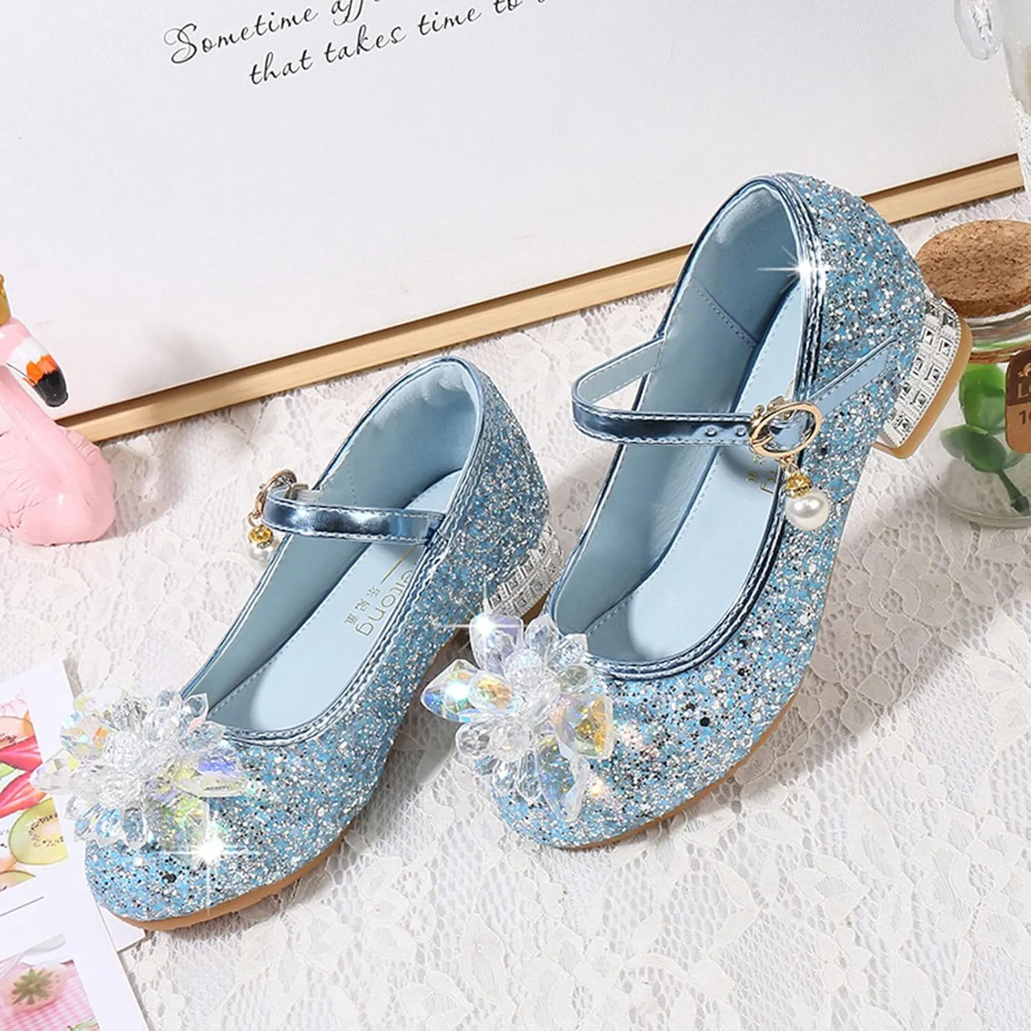 Princess Costumes Shoes, Cosplay Birthday Party Dress Up Sandals for Girls, Toddler or Kids