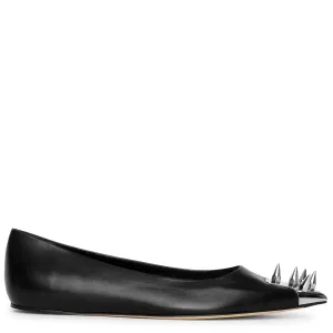 Punk stud soft black ballerinas