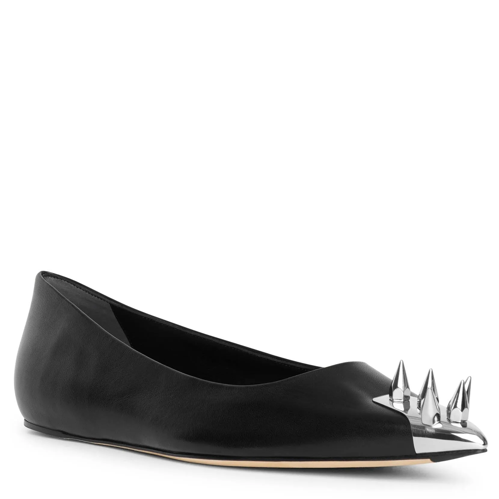 Punk stud soft black ballerinas