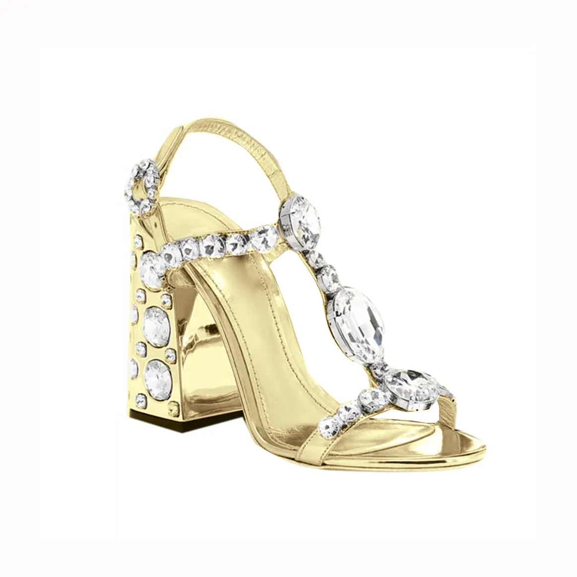 RAGIT Diamante Block High Heel Sandals