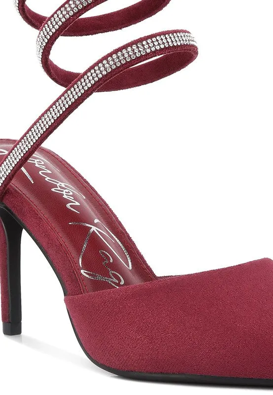 Rhinestone Cascade Pointed Toe High Heel Sandals