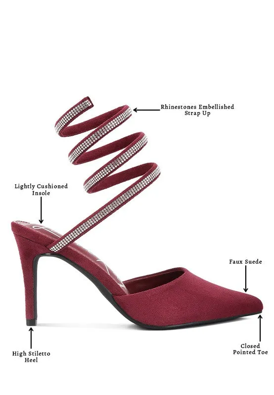 Rhinestone Cascade Pointed Toe High Heel Sandals