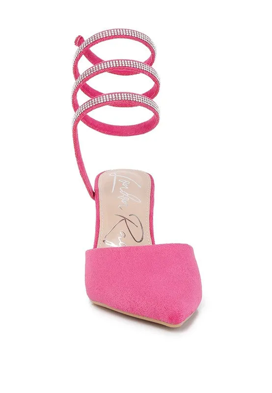 Rhinestone Cascade Pointed Toe High Heel Sandals