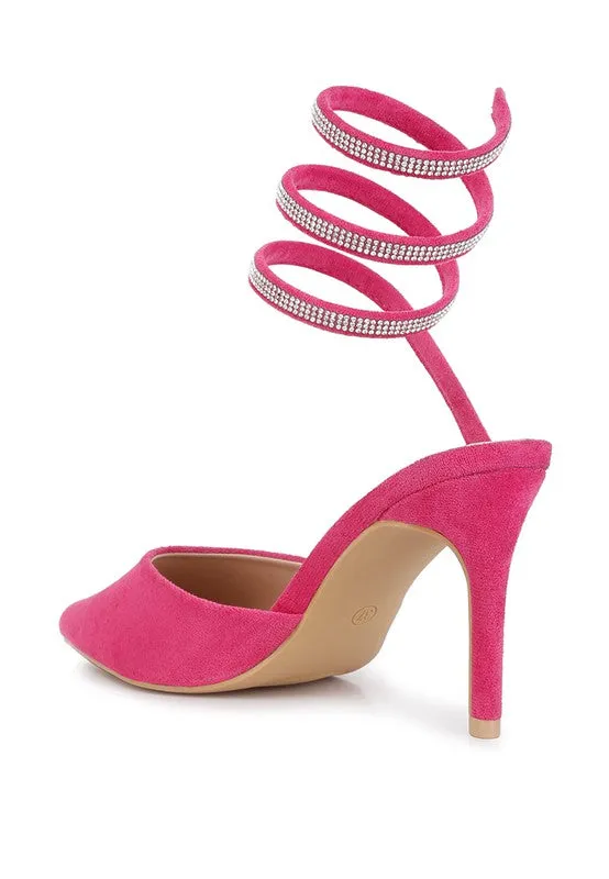 Rhinestone Cascade Pointed Toe High Heel Sandals