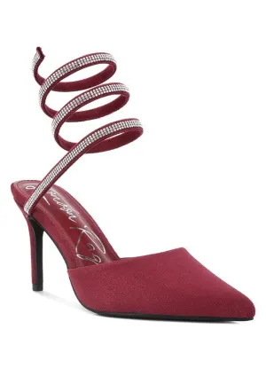 Rhinestone Cascade Pointed Toe High Heel Sandals