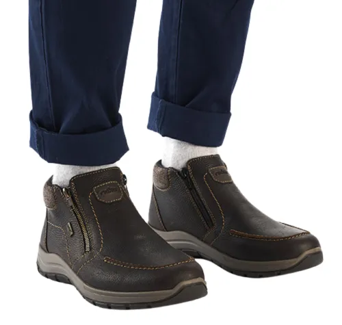 Rieker Men's Side Zip Ankle Boots - 03660 - Brown