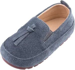 rismart Loafers Little Boy Toddler Suede Leather Casual Slip-on Shoes Flats