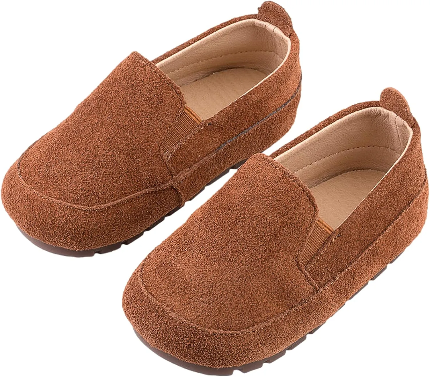 rismart Loafers Little Boy Toddler Suede Leather Casual Slip-on Shoes Flats