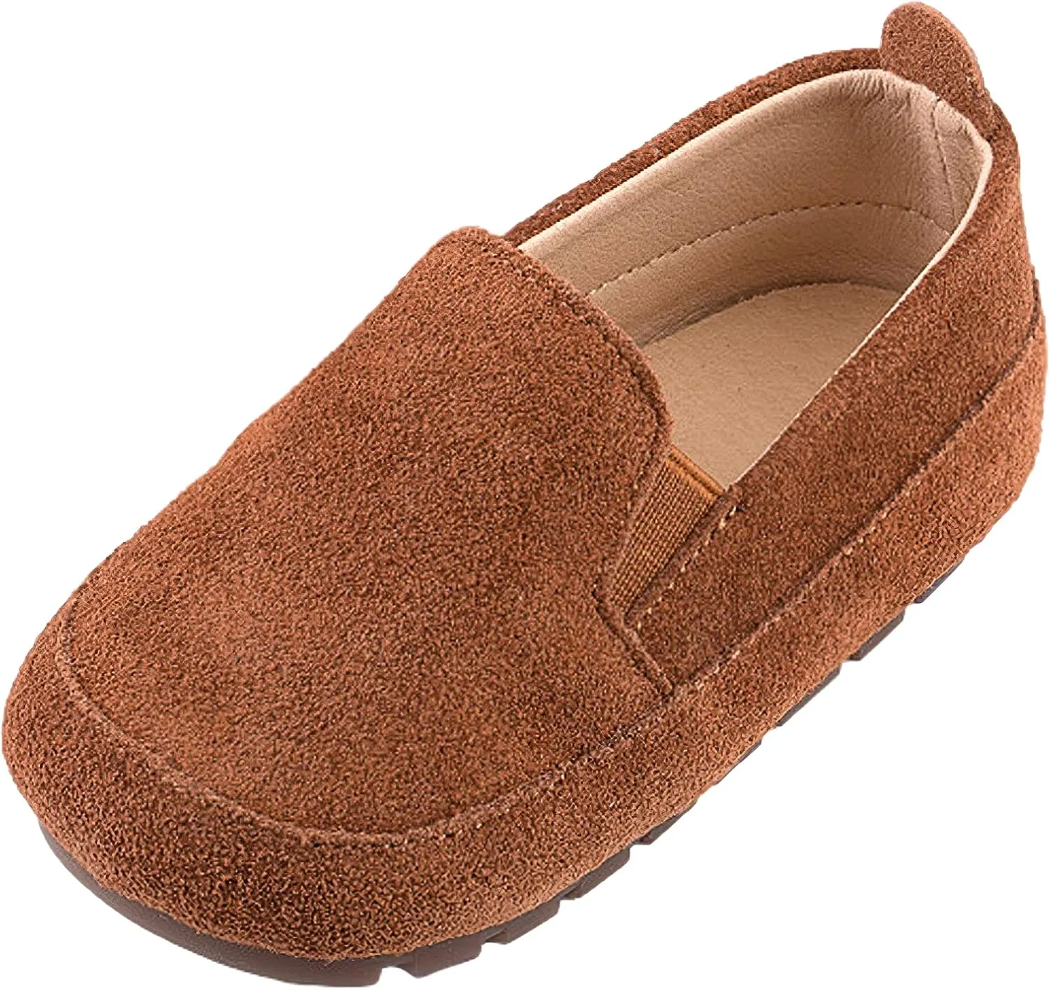 rismart Loafers Little Boy Toddler Suede Leather Casual Slip-on Shoes Flats