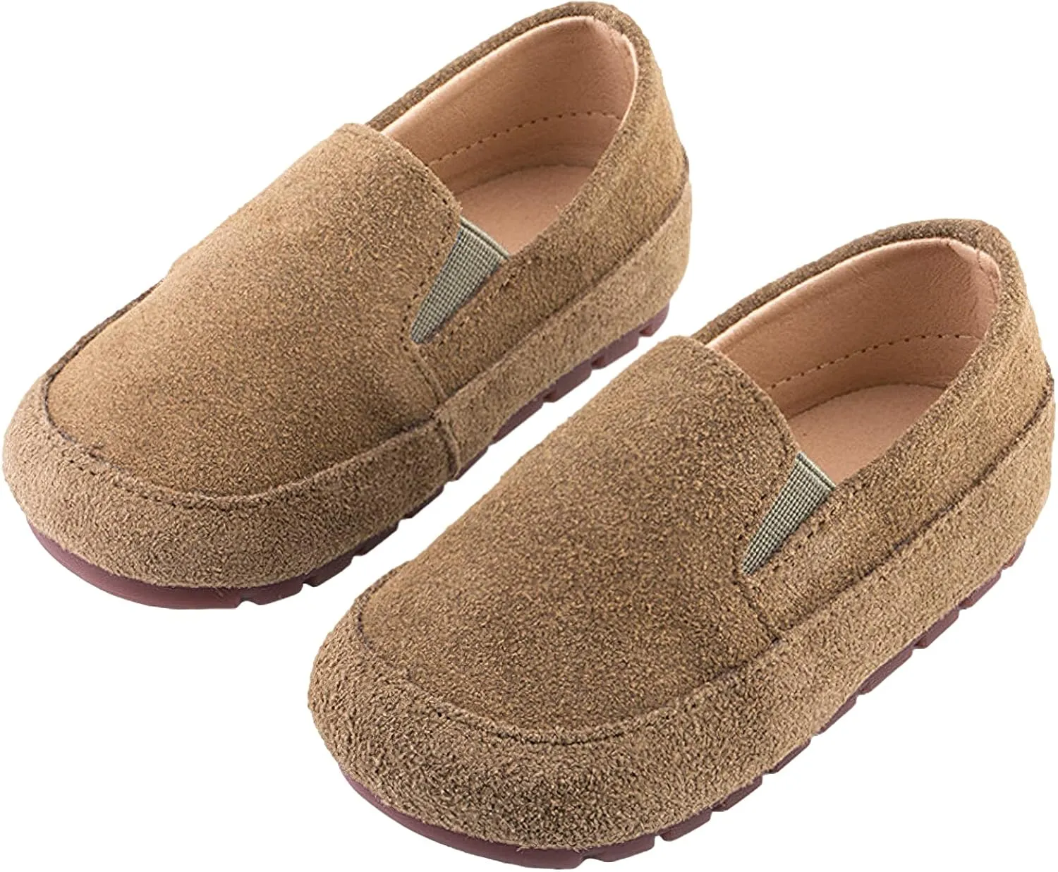 rismart Loafers Little Boy Toddler Suede Leather Casual Slip-on Shoes Flats