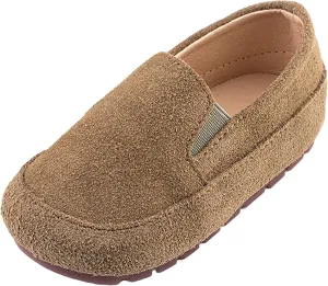 rismart Loafers Little Boy Toddler Suede Leather Casual Slip-on Shoes Flats