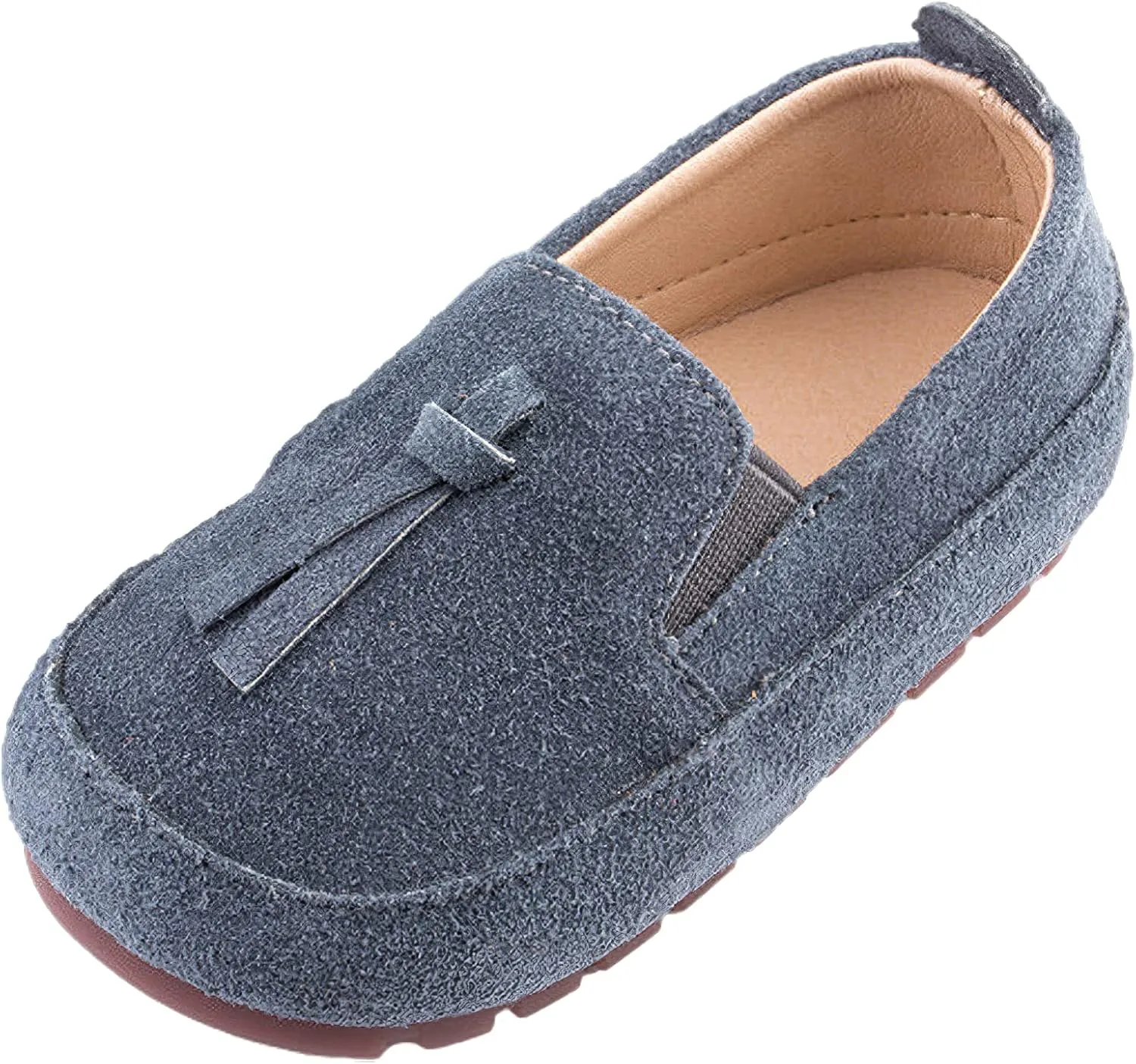 rismart Loafers Little Boy Toddler Suede Leather Casual Slip-on Shoes Flats