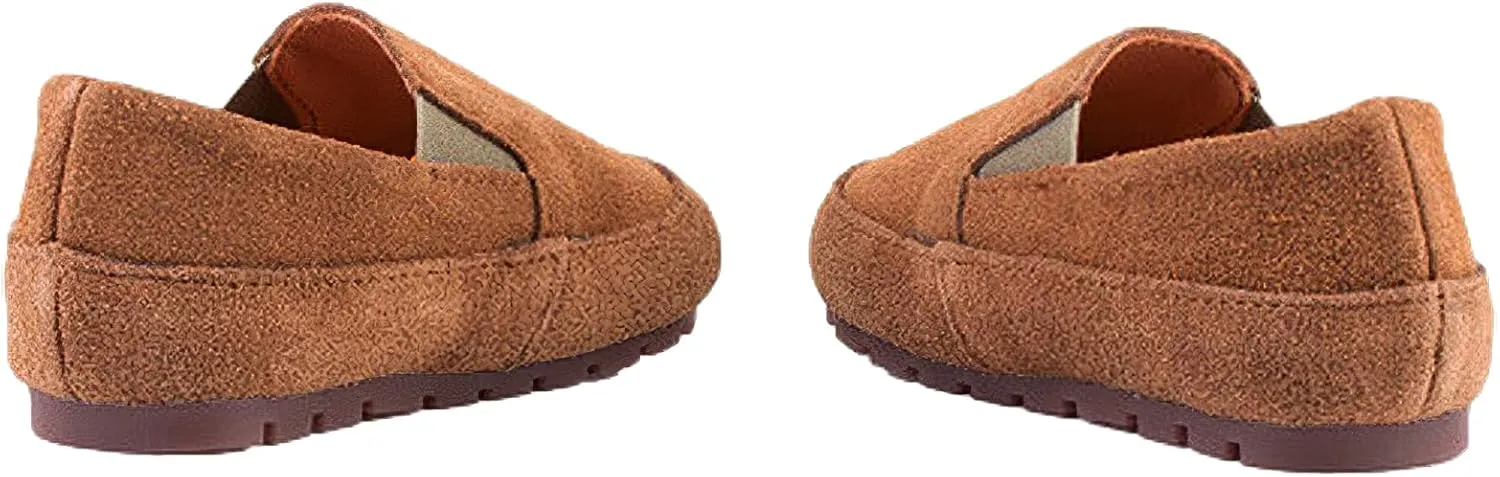 rismart Loafers Little Boy Toddler Suede Leather Casual Slip-on Shoes Flats