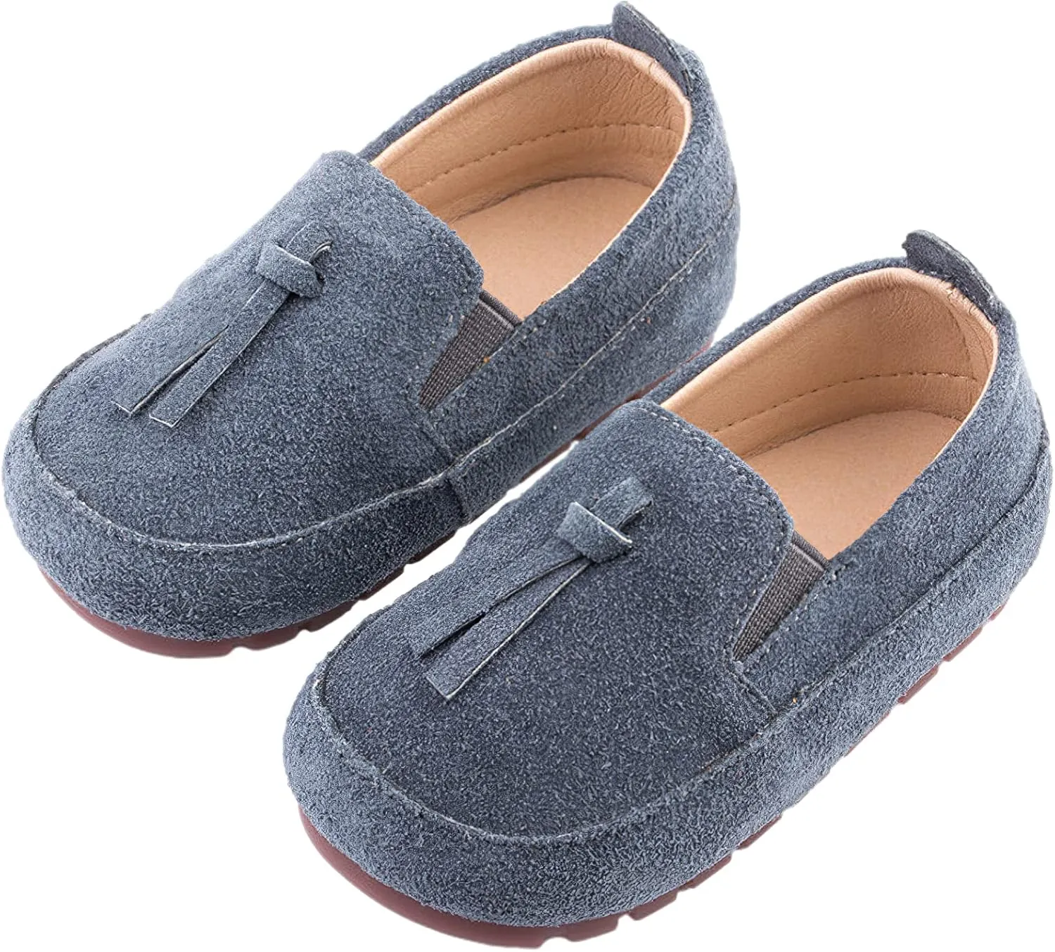 rismart Loafers Little Boy Toddler Suede Leather Casual Slip-on Shoes Flats