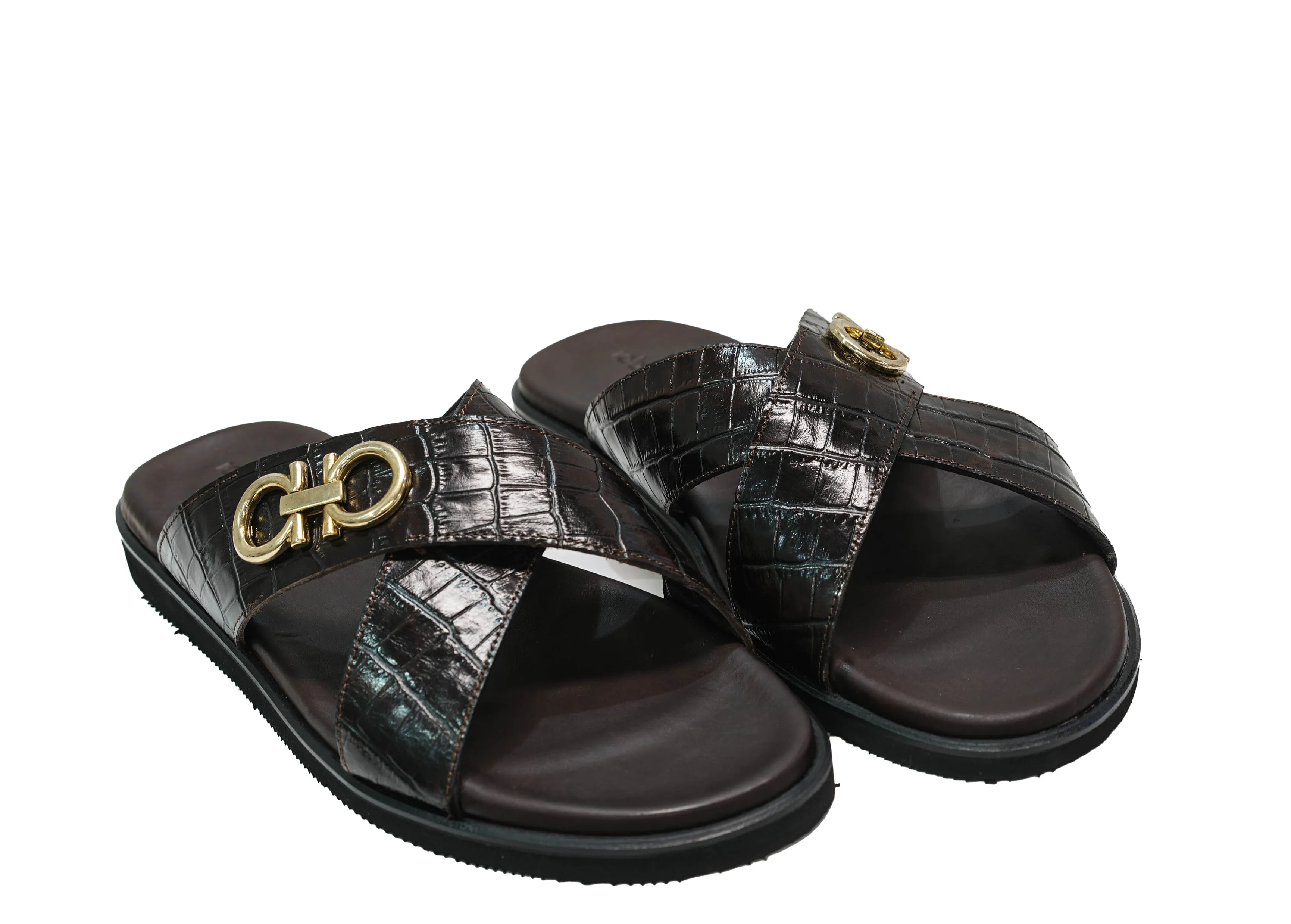 Roberto Serpentini Men's Marrone Cross Sandals MT4100
