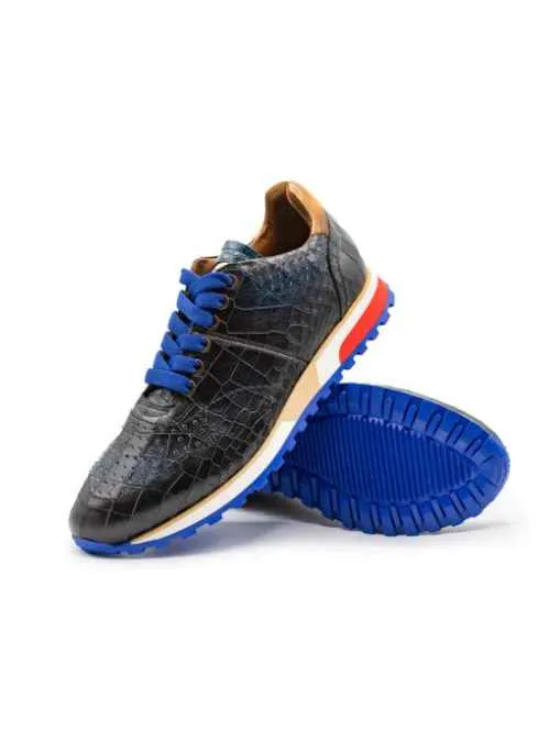 Rocco Italian Calfskin Embossed Crocodile Navy